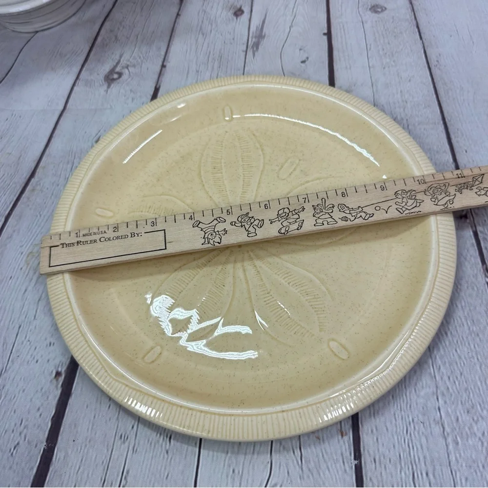 vtg Franciscan Sea Sculptures Sand dinner plate 2pc sand Dollar design beach